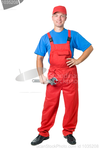 Image of full-length figure of repairman worker