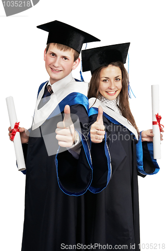 Image of Pair of happy graduate students