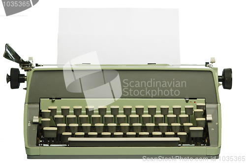 Image of Retro typewriter with blank paper