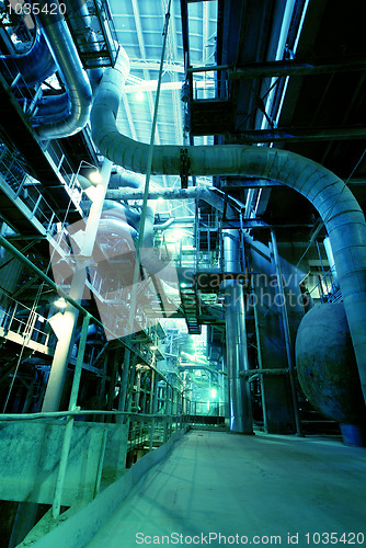 Image of Industrial zone, Steel pipelines, valves and ladders