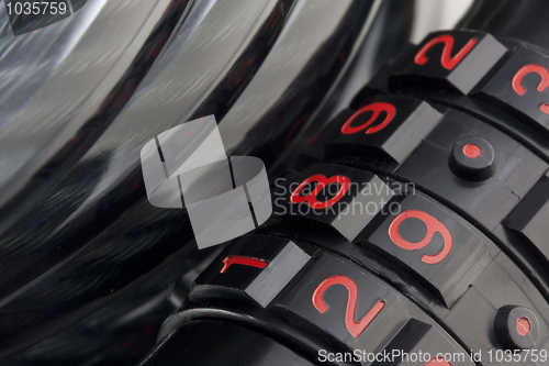 Image of bicycle combination lock and cable abstract