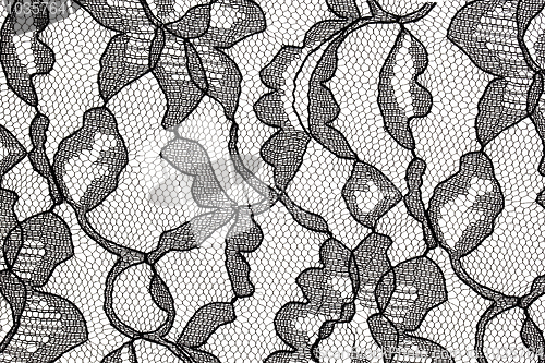 Image of black lace fabric with flower pattern