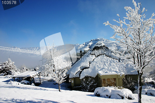 Image of Snow covered lodges