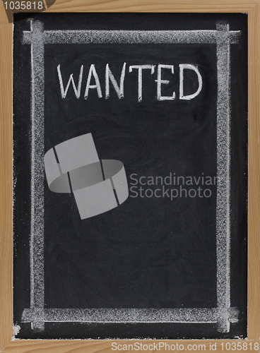 Image of wanted - blank blackboard sign