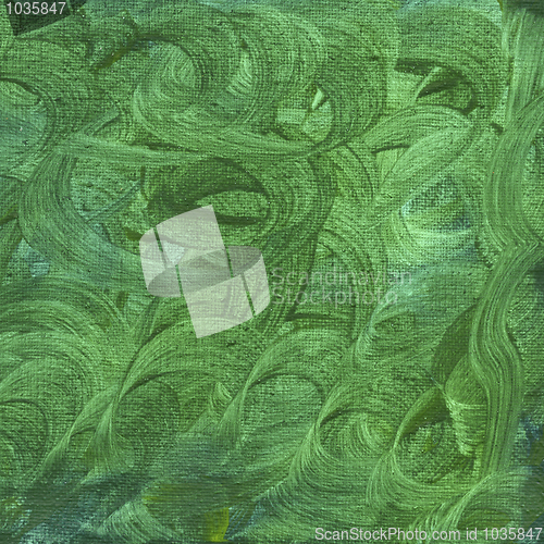 Image of green watercolor abstract with canvas texture