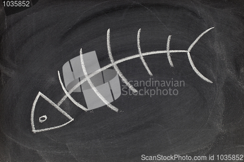 Image of fish skeleton - blackboard drawing