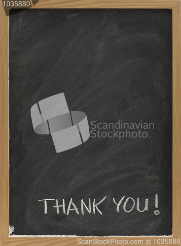 Image of thank you on blank blackboard