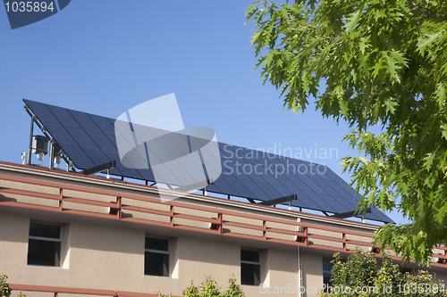 Image of large solar panel on building roof
