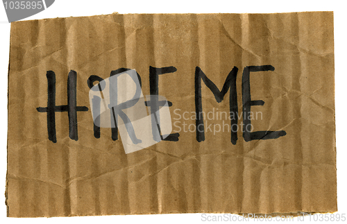 Image of hire me - cardboard sign