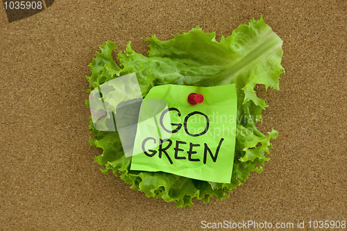 Image of go green concept on bulletin board
