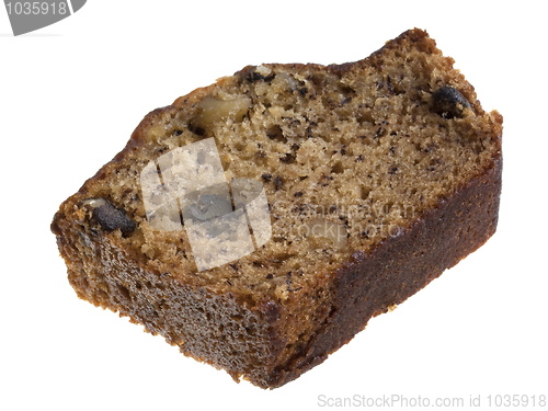 Image of slice of banana bread with walnuts