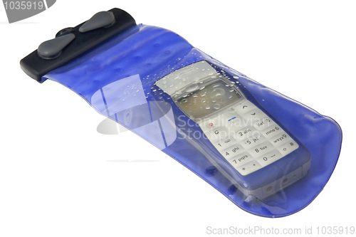 Image of cell phone in waterproof case