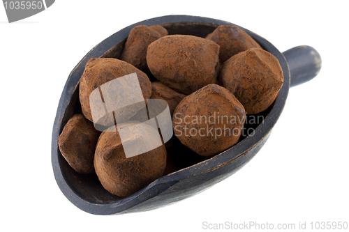 Image of scoop of chocolate truffles