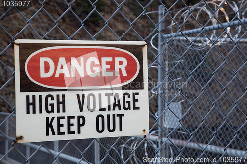 Image of danger, high voltage, keep out sign