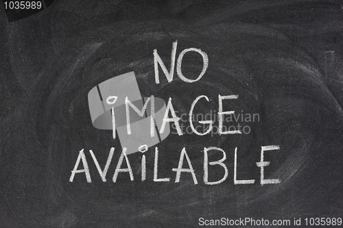 Image of no image available text on blackboard