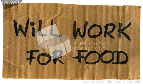 Image of will work for food cardboard sign