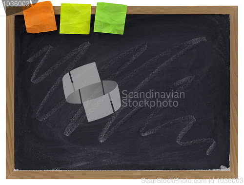 Image of blank blackboard with sticky notes