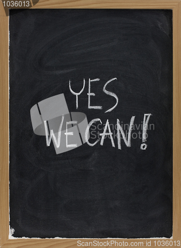 Image of Yes we can - motivational slogan on blackboard