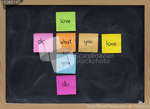 Image of do what you love concept on blackboard