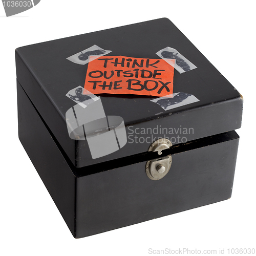 Image of think outside the box concept or reminder