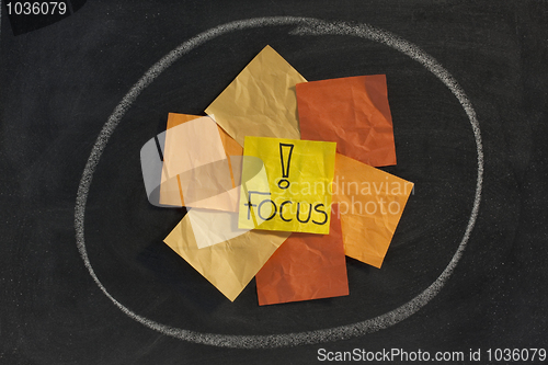 Image of focus concept on blackboard