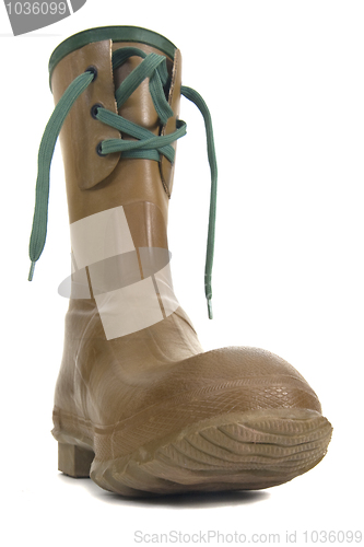 Image of heavy rubber boot with laces