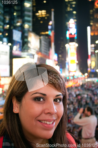 Image of Woman In Times Square NYC