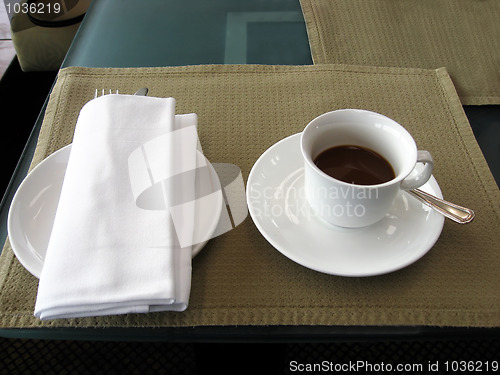 Image of Serving coffee closeup in the lobby of a hotel 