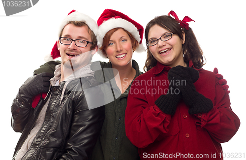 Image of Three Friends Wearing Warm Holiday Attire