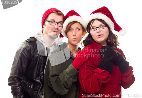 Image of Three Friends Wearing Warm Holiday Attire