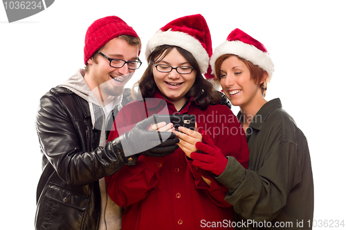 Image of Three Friends Enjoying A Cell Phone Together