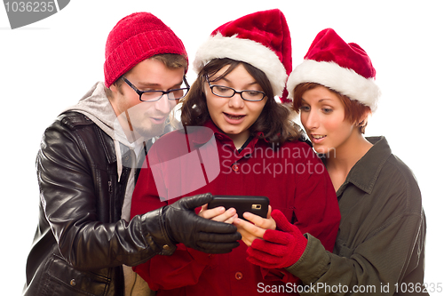 Image of Three Friends Enjoying A Cell Phone Together