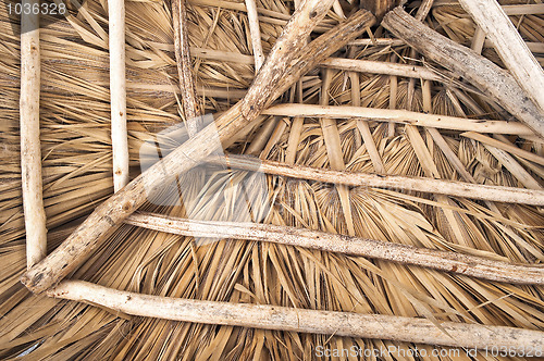 Image of Beach hut roof structure.