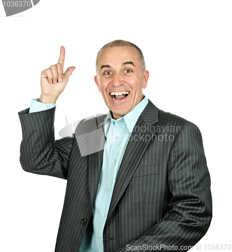 Image of Businessman pointing up