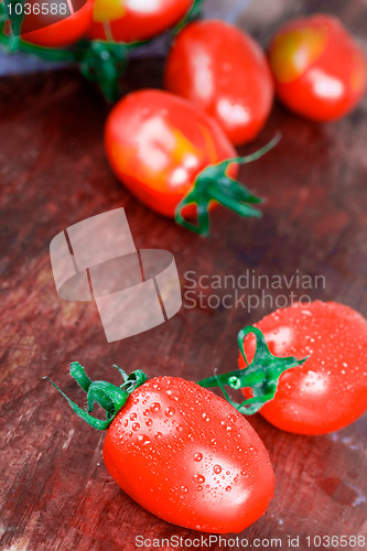Image of wet tomatoes bunch