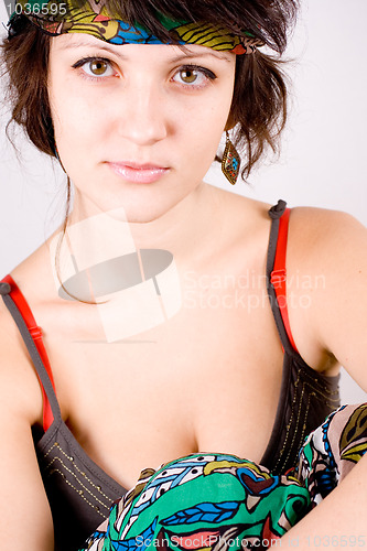 Image of beautiful young hippie woman