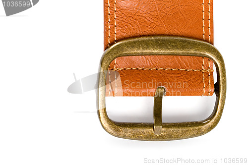 Image of brown belt with bronze buckle