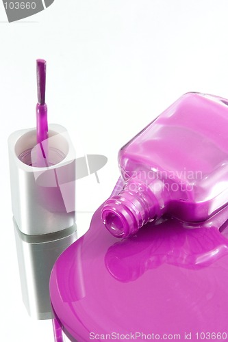Image of Nail Polish Spilling on a Mirror with the Brush Standing