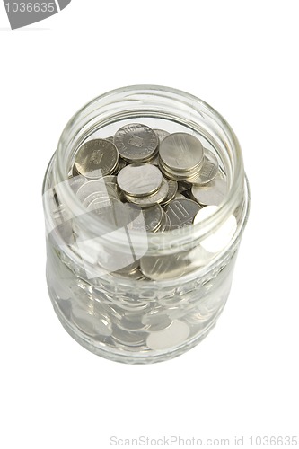 Image of glass jar with silver coins