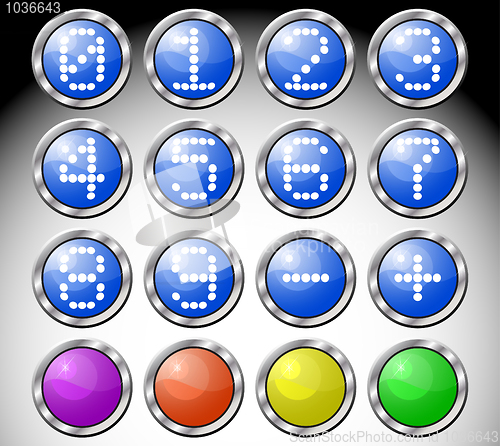 Image of Set of multicolored glasses round buttons