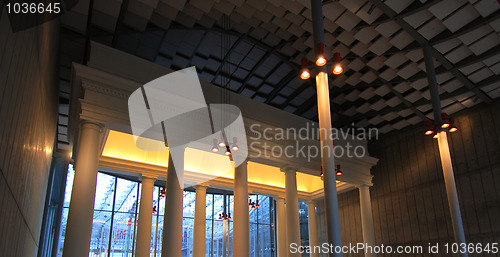 Image of new foyer with restored classical portal 