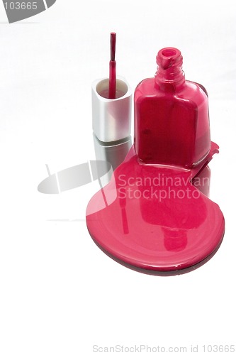 Image of Nail Polish Spilling on a Mirror with the Brush Standing