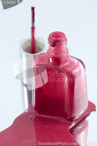 Image of Isolated Nail Polish Spilling on a Mirror with the Brush