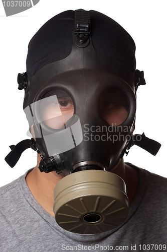Image of Man Wearing Gas Mask 