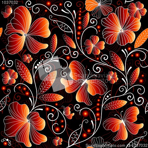 Image of Seamless floral dark pattern
