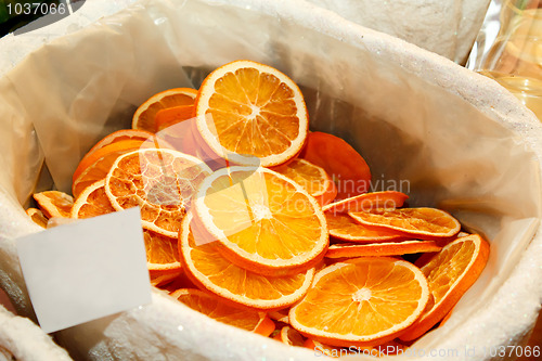 Image of detail of christmas decoration - dried orange slices