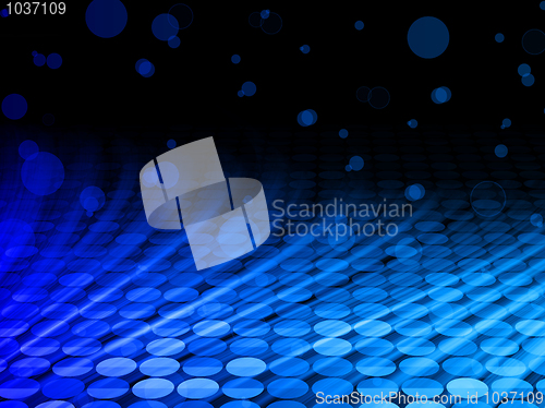 Image of Winter Disco Abstract Blue Waves on Black Background