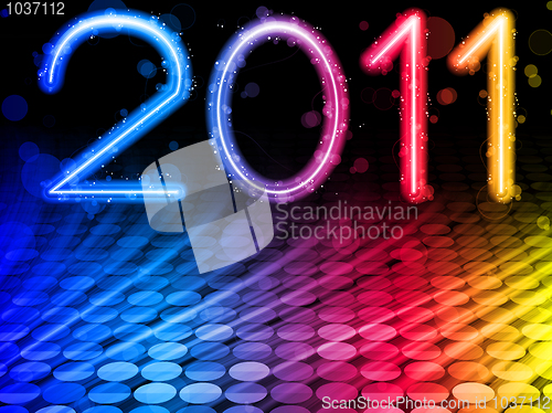 Image of 2011 Abstract Colorful Waves on Black Background