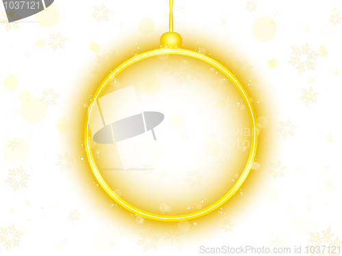 Image of Golden Neon Christmas Ball on White Background