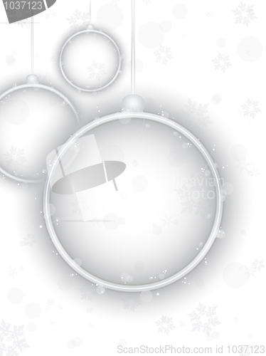 Image of Silver Neon Christmas Ball on White Background